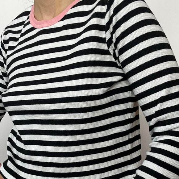 Striped long sleeve waffle top - Picture 3 of 6